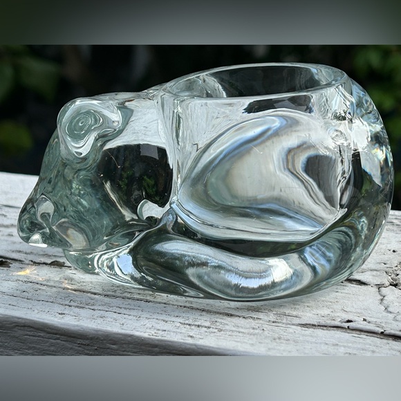 Vintage Indiana Glass Sleeping Cat Votive Holder - Picture 2 of 4
